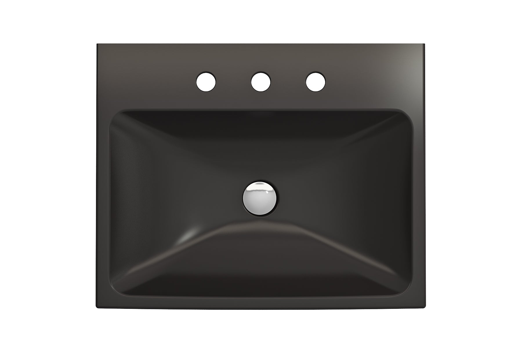 BOCCHI Scala 24" Rectangle Wallmount Fireclay Bathroom Sink, Matte Black, 3 Faucet Hole, 1077-004-0127