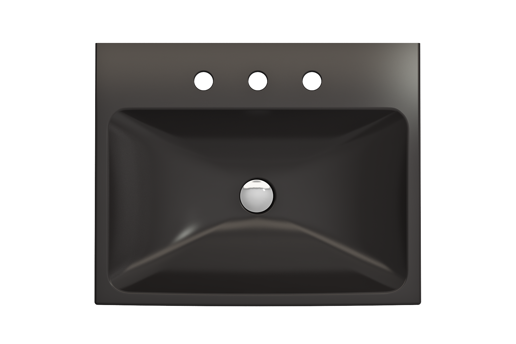 BOCCHI Scala 24" Rectangle Wallmount Fireclay Bathroom Sink, Matte Black, 3 Faucet Hole, 1077-004-0127