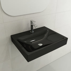 Alternate Image for BOCCHI Scala 24" Rectangle Wallmount Fireclay Bathroom Sink, Black, Single Faucet Hole, 1077-005-0126
