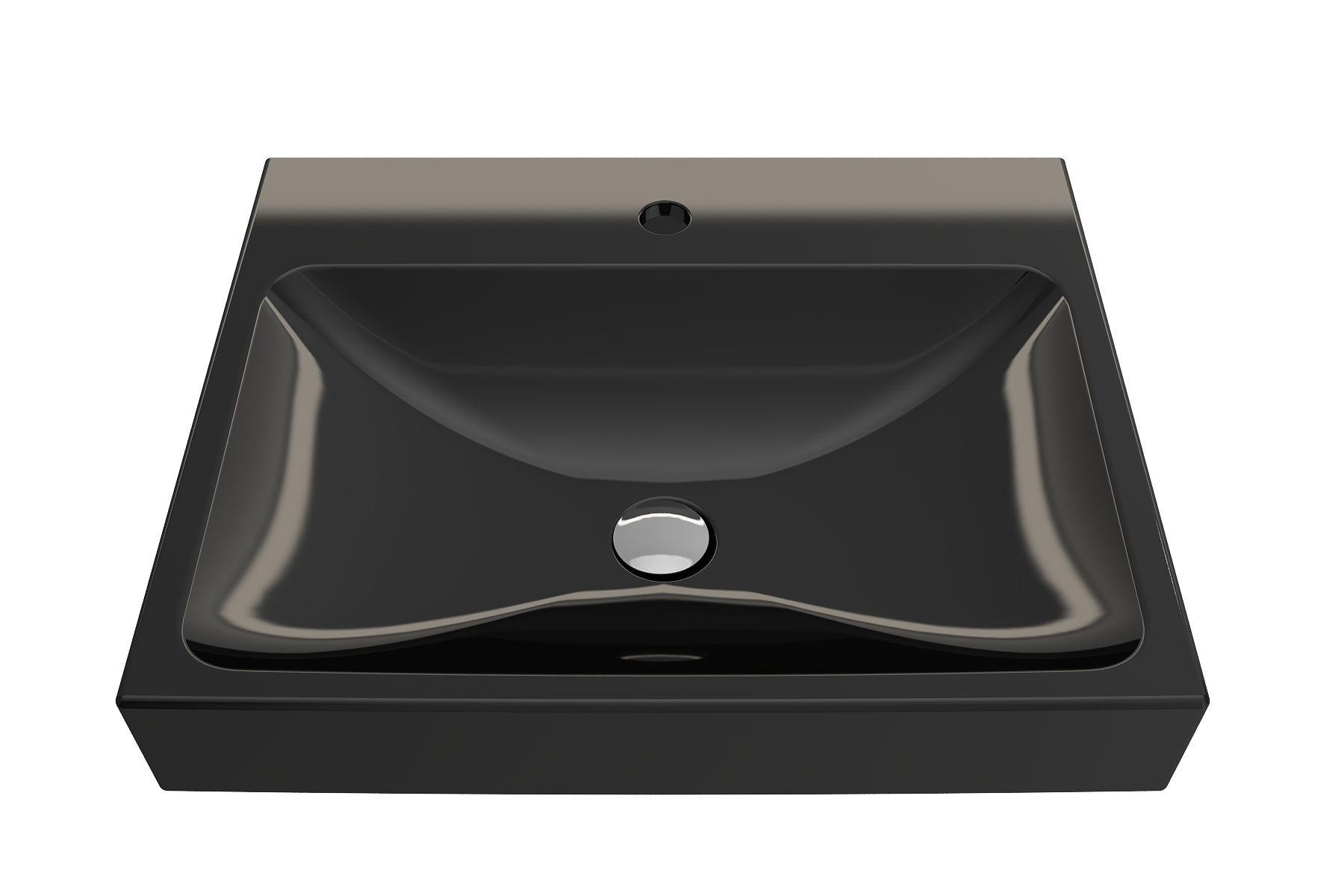 BOCCHI Scala 24" Rectangle Wallmount Fireclay Bathroom Sink, Black, Single Faucet Hole, 1077-005-0126