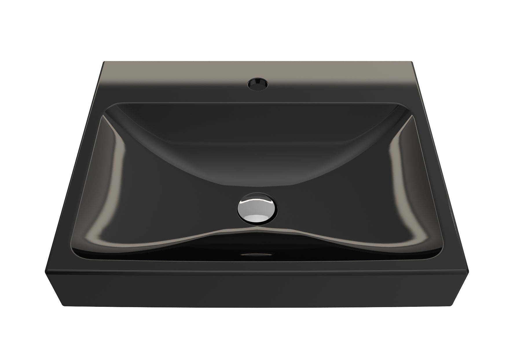 BOCCHI Scala 24" Rectangle Wallmount Fireclay Bathroom Sink, Black, Single Faucet Hole, 1077-005-0126