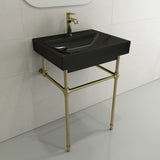 BOCCHI Scala 24" Rectangle Wallmount Fireclay Bathroom Sink, Black, Single Faucet Hole, 1077-005-0126