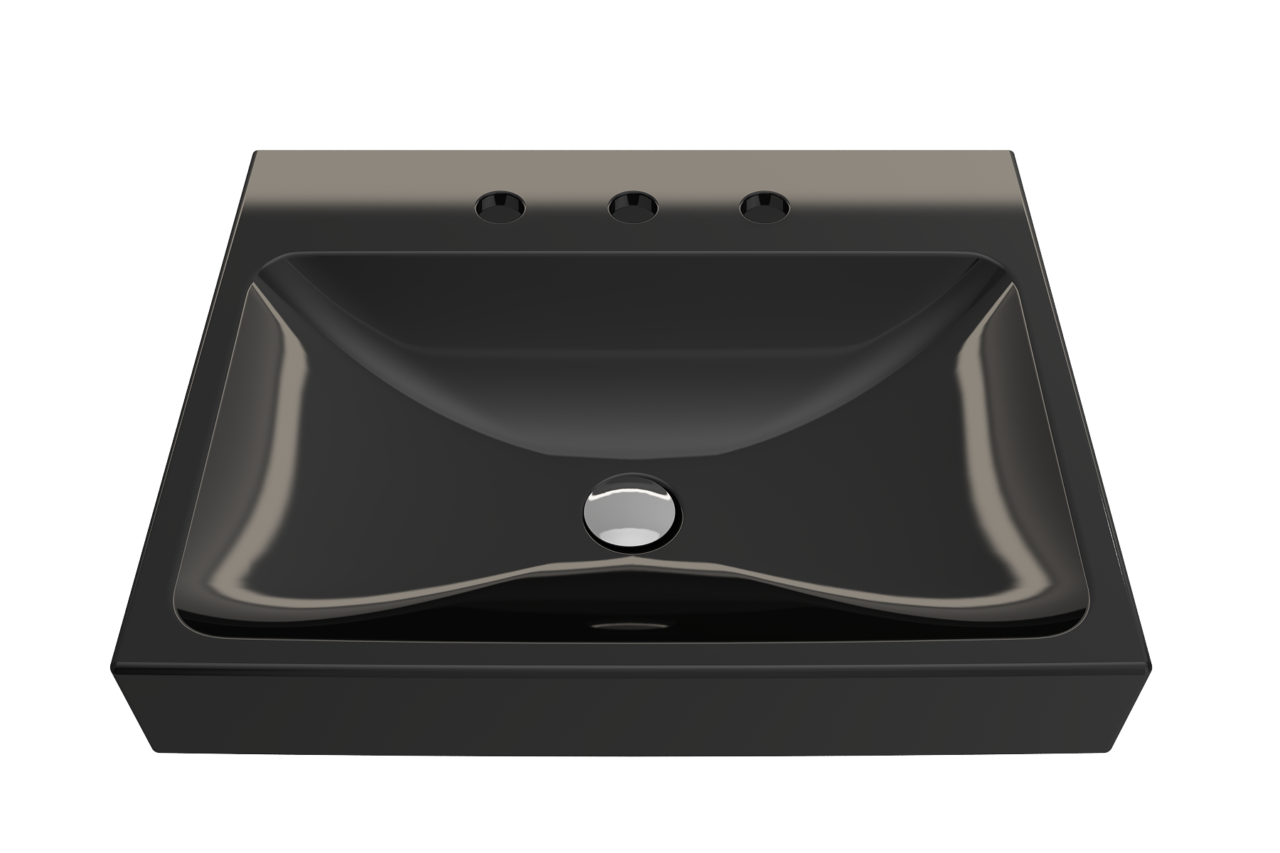 BOCCHI Scala 24" Rectangle Wallmount Fireclay Bathroom Sink, Black, 3 Faucet Hole, 1077-005-0127