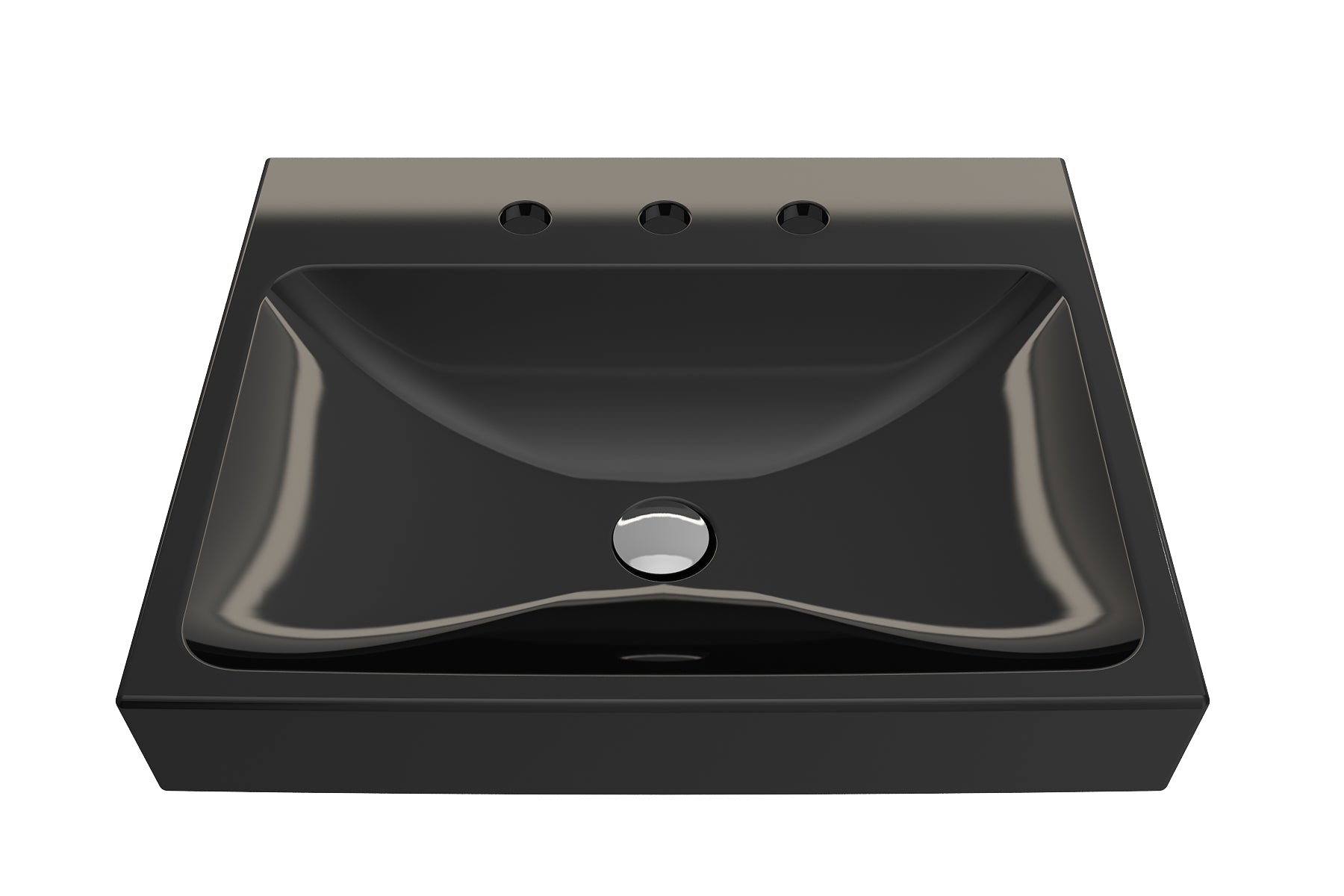 BOCCHI Scala 24" Rectangle Wallmount Fireclay Bathroom Sink, Black, 3 Faucet Hole, 1077-005-0127