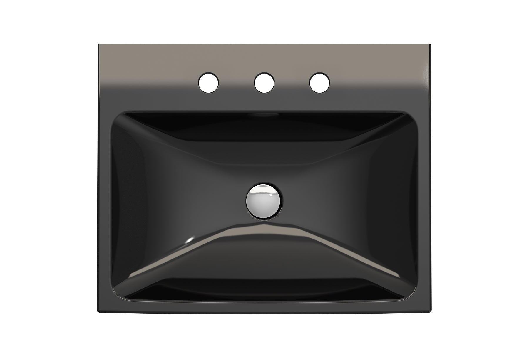 BOCCHI Scala 24" Rectangle Wallmount Fireclay Bathroom Sink, Black, 3 Faucet Hole, 1077-005-0127