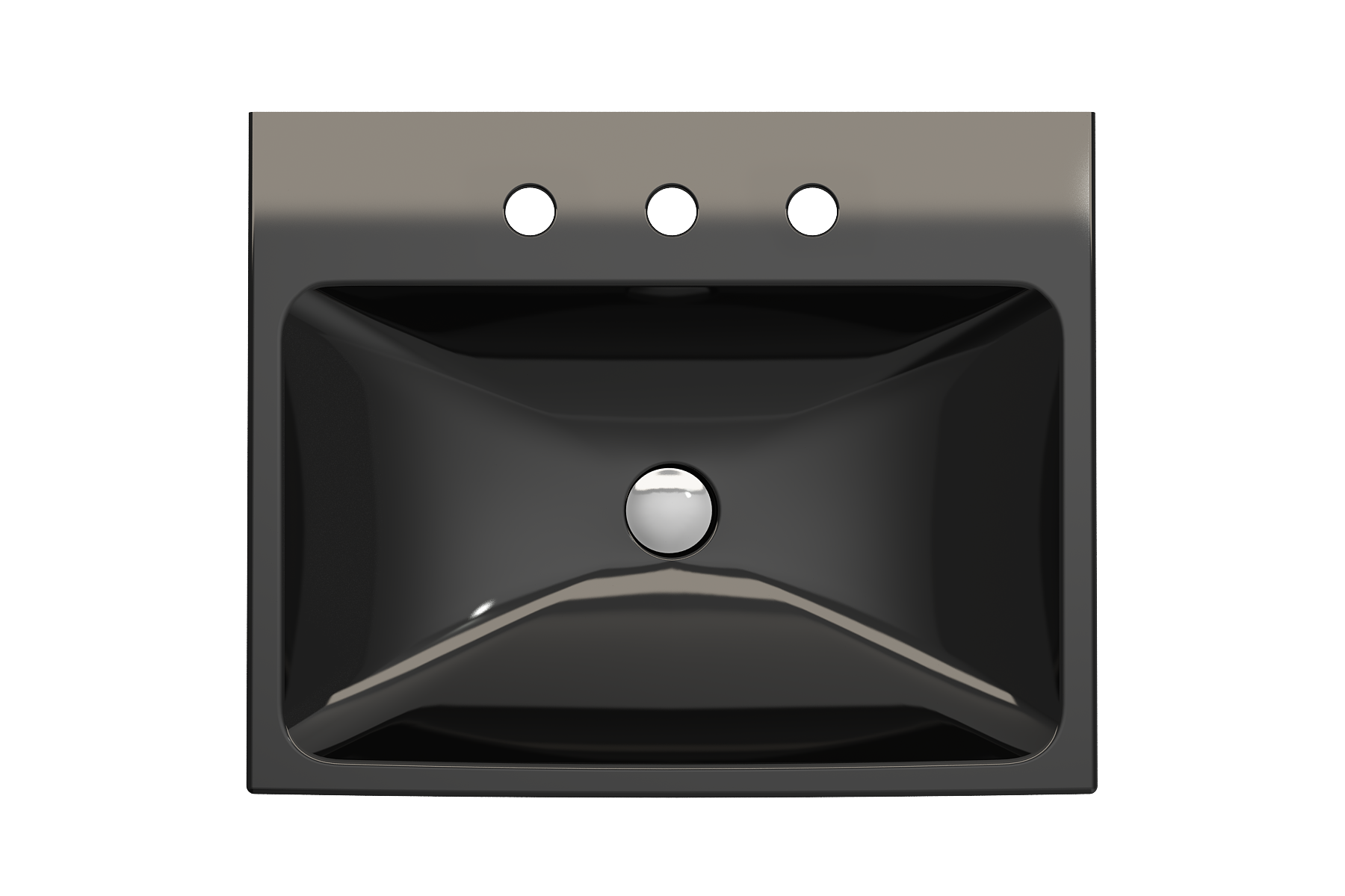 BOCCHI Scala 24" Rectangle Wallmount Fireclay Bathroom Sink, Black, 3 Faucet Hole, 1077-005-0127
