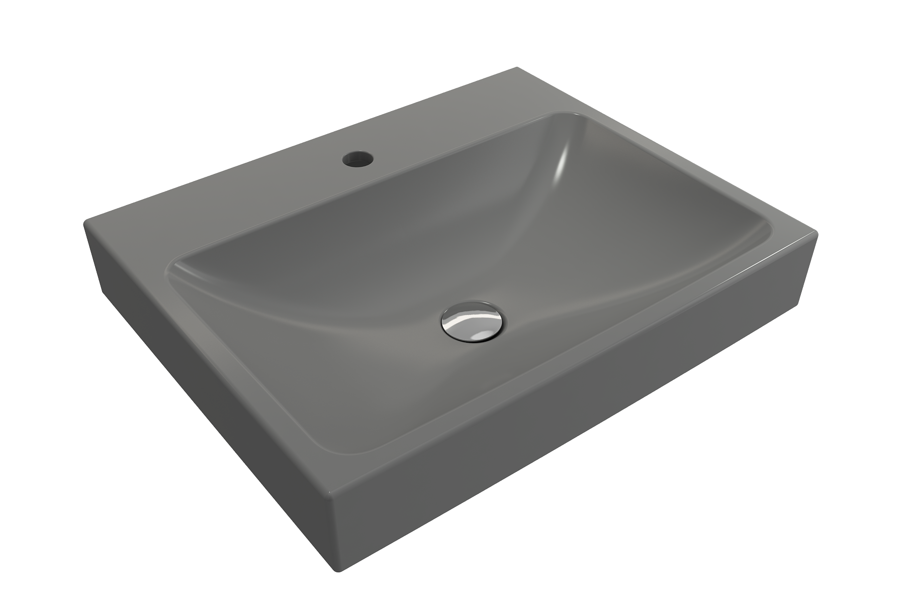 BOCCHI Scala 24" Rectangle Wallmount Fireclay Bathroom Sink, Matte Gray, Single Faucet Hole, 1077-006-0126