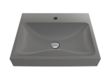 BOCCHI Scala 24" Rectangle Wallmount Fireclay Bathroom Sink, Matte Gray, Single Faucet Hole, 1077-006-0126