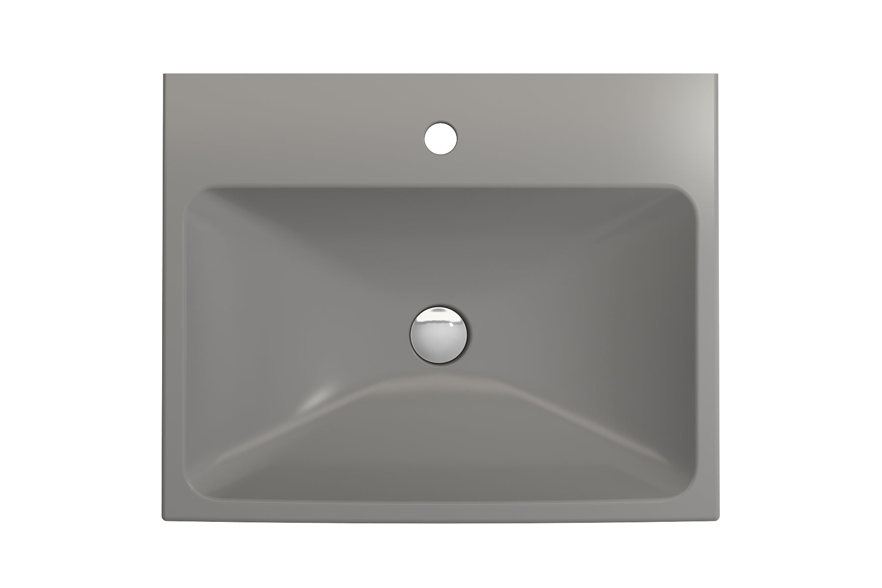 BOCCHI Scala 24" Rectangle Wallmount Fireclay Bathroom Sink, Matte Gray, Single Faucet Hole, 1077-006-0126
