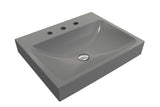 BOCCHI Scala 24" Rectangle Wallmount Fireclay Bathroom Sink, Matte Gray, 3 Faucet Hole, 1077-006-0127