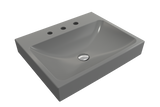 BOCCHI Scala 24" Rectangle Wallmount Fireclay Bathroom Sink, Matte Gray, 3 Faucet Hole, 1077-006-0127