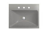 BOCCHI Scala 24" Rectangle Wallmount Fireclay Bathroom Sink, Matte Gray, 3 Faucet Hole, 1077-006-0127