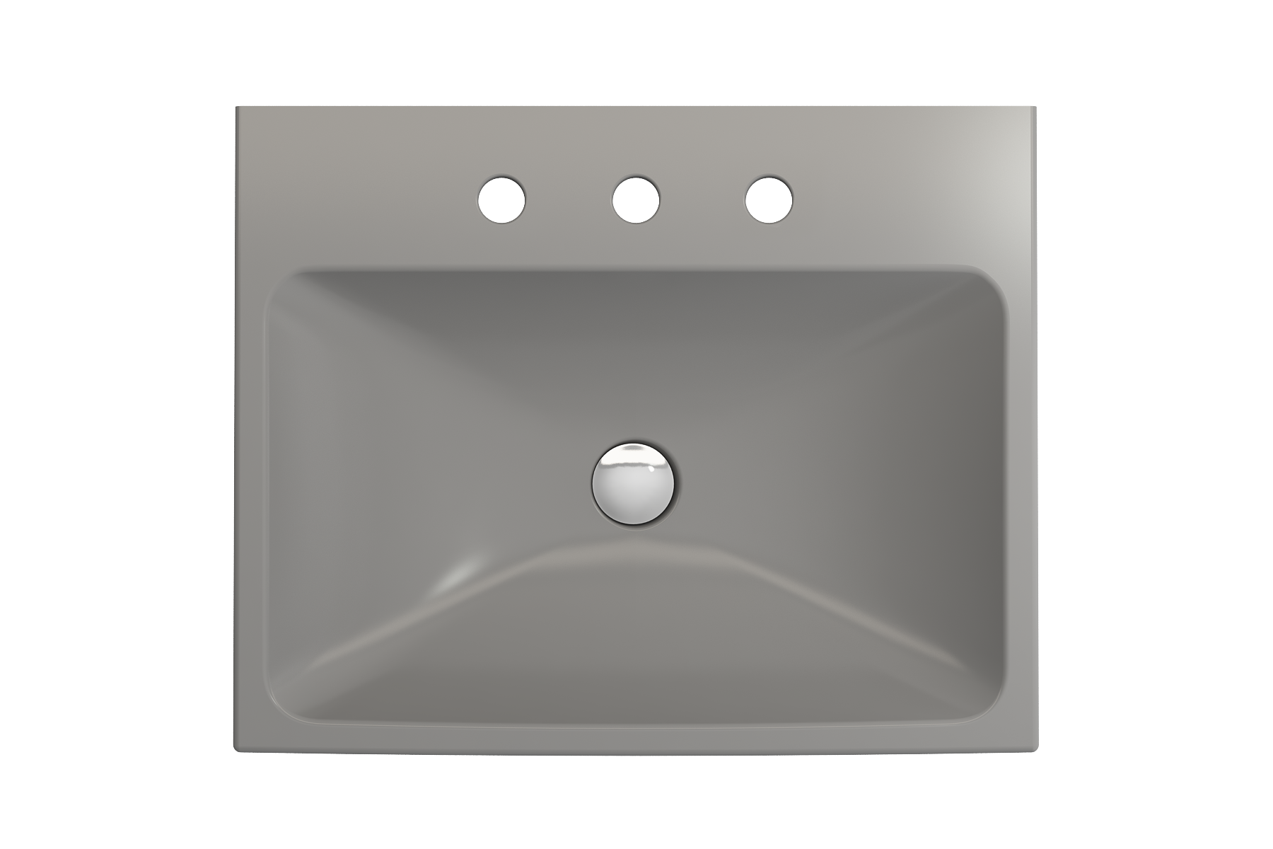 BOCCHI Scala 24" Rectangle Wallmount Fireclay Bathroom Sink, Matte Gray, 3 Faucet Hole, 1077-006-0127