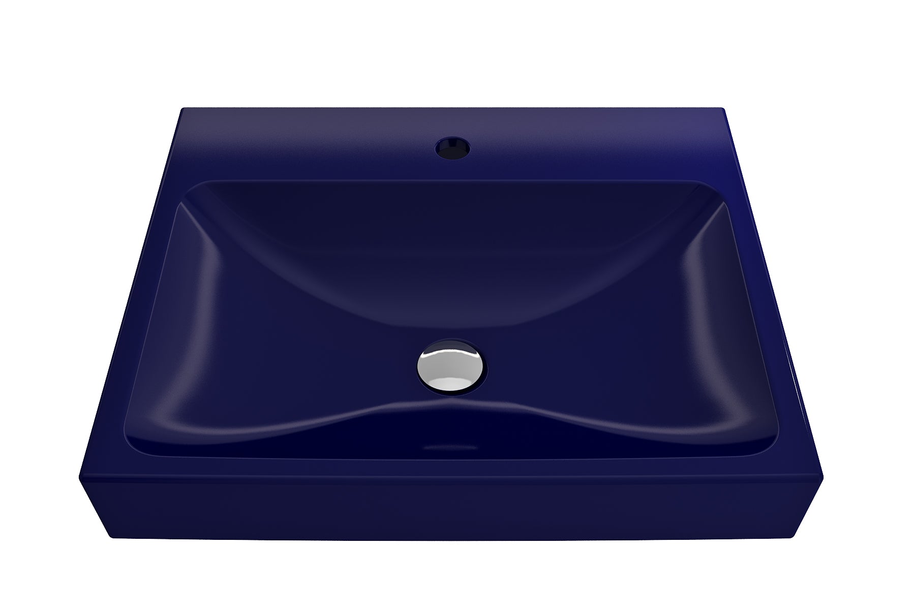 BOCCHI Scala 24" Rectangle Wallmount Fireclay Bathroom Sink, Sapphire Blue, Single Faucet Hole, 1077-010-0126
