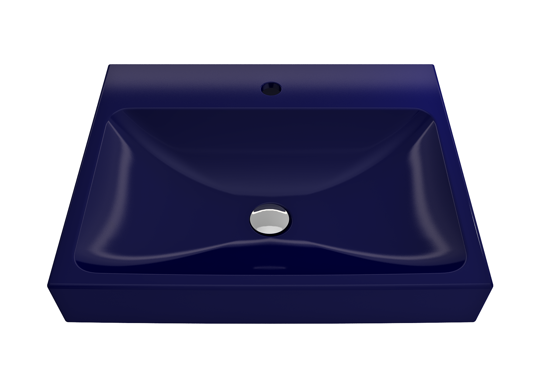 BOCCHI Scala 24" Rectangle Wallmount Fireclay Bathroom Sink, Sapphire Blue, Single Faucet Hole, 1077-010-0126