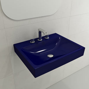 Alternate Image for BOCCHI Scala 24" Rectangle Wallmount Fireclay Bathroom Sink, Sapphire Blue, 3 Faucet Hole, 1077-010-0127