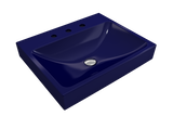 BOCCHI Scala 24" Rectangle Wallmount Fireclay Bathroom Sink, Sapphire Blue, 3 Faucet Hole, 1077-010-0127