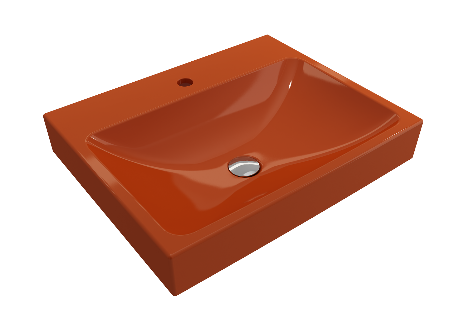 BOCCHI Scala 24" Rectangle Wallmount Fireclay Bathroom Sink, Orange, Single Faucet Hole, 1077-012-0126