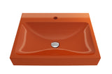 BOCCHI Scala 24" Rectangle Wallmount Fireclay Bathroom Sink, Orange, Single Faucet Hole, 1077-012-0126