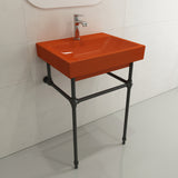 BOCCHI Scala 24" Rectangle Wallmount Fireclay Bathroom Sink, Orange, Single Faucet Hole, 1077-012-0126