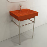 BOCCHI Scala 24" Rectangle Wallmount Fireclay Bathroom Sink, Orange, Single Faucet Hole, 1077-012-0126