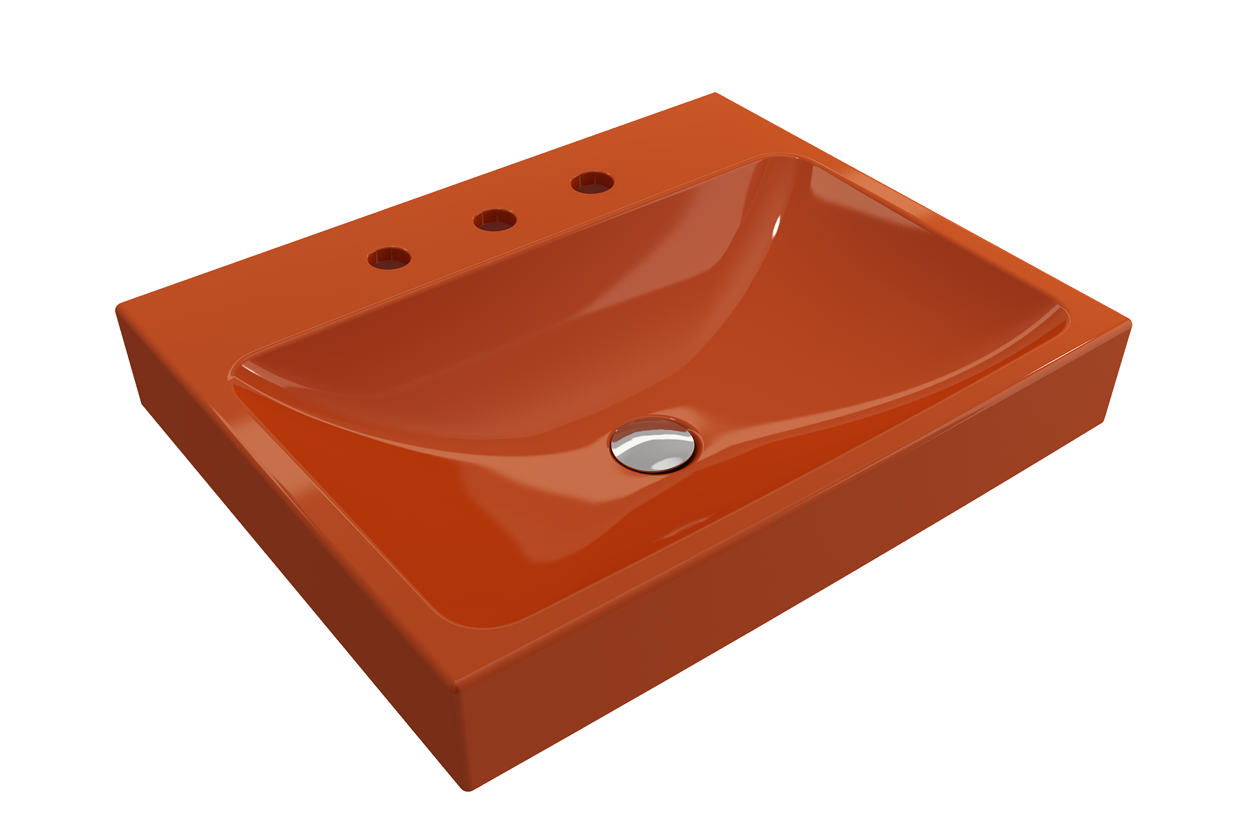 BOCCHI Scala 24" Rectangle Wallmount Fireclay Bathroom Sink, Orange, 3 Faucet Hole, 1077-012-0127