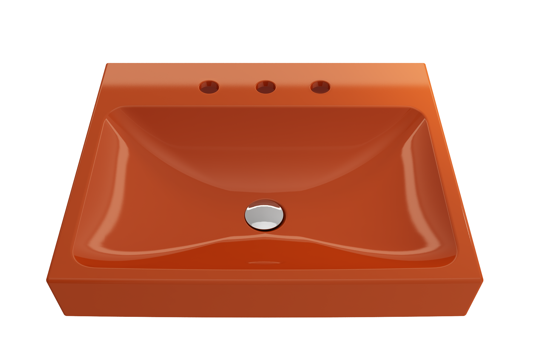 BOCCHI Scala 24" Rectangle Wallmount Fireclay Bathroom Sink, Orange, 3 Faucet Hole, 1077-012-0127