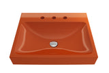 BOCCHI Scala 24" Rectangle Wallmount Fireclay Bathroom Sink, Orange, 3 Faucet Hole, 1077-012-0127