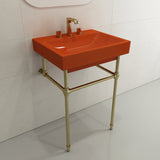 BOCCHI Scala 24" Rectangle Wallmount Fireclay Bathroom Sink, Orange, 3 Faucet Hole, 1077-012-0127