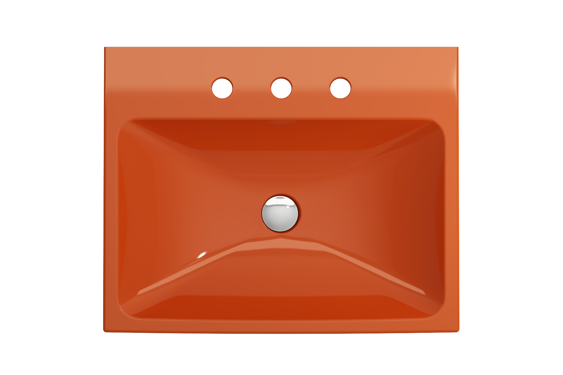 BOCCHI Scala 24" Rectangle Wallmount Fireclay Bathroom Sink, Orange, 3 Faucet Hole, 1077-012-0127
