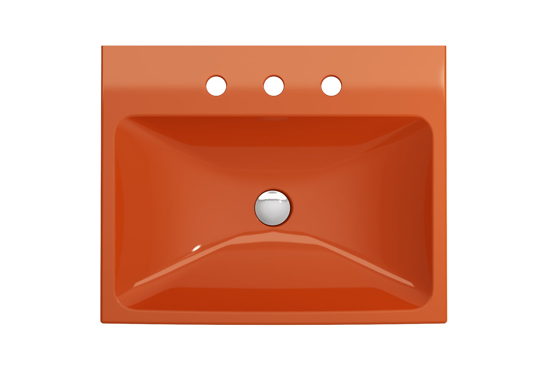 BOCCHI Scala 24" Rectangle Wallmount Fireclay Bathroom Sink, Orange, 3 Faucet Hole, 1077-012-0127