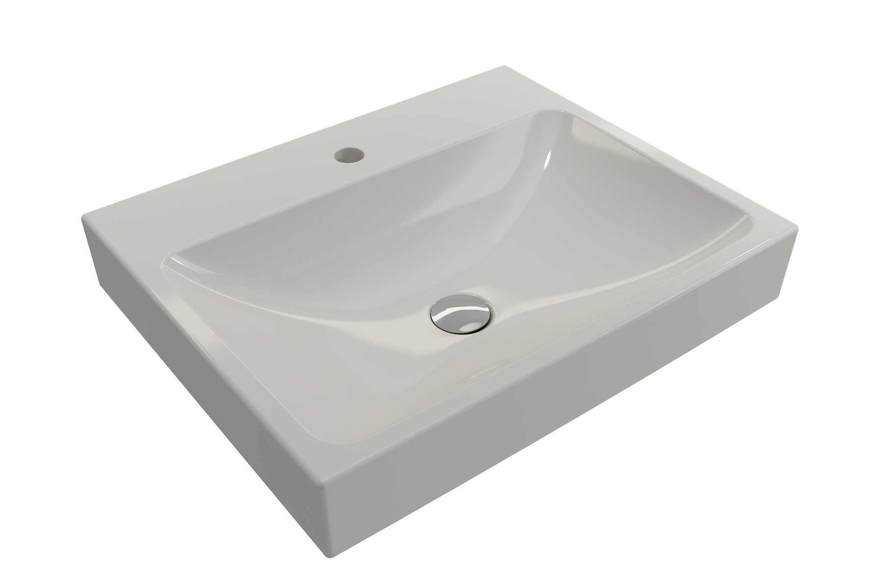 BOCCHI Scala 24" Rectangle Wallmount Fireclay Bathroom Sink, Biscuit, Single Faucet Hole, 1077-014-0126