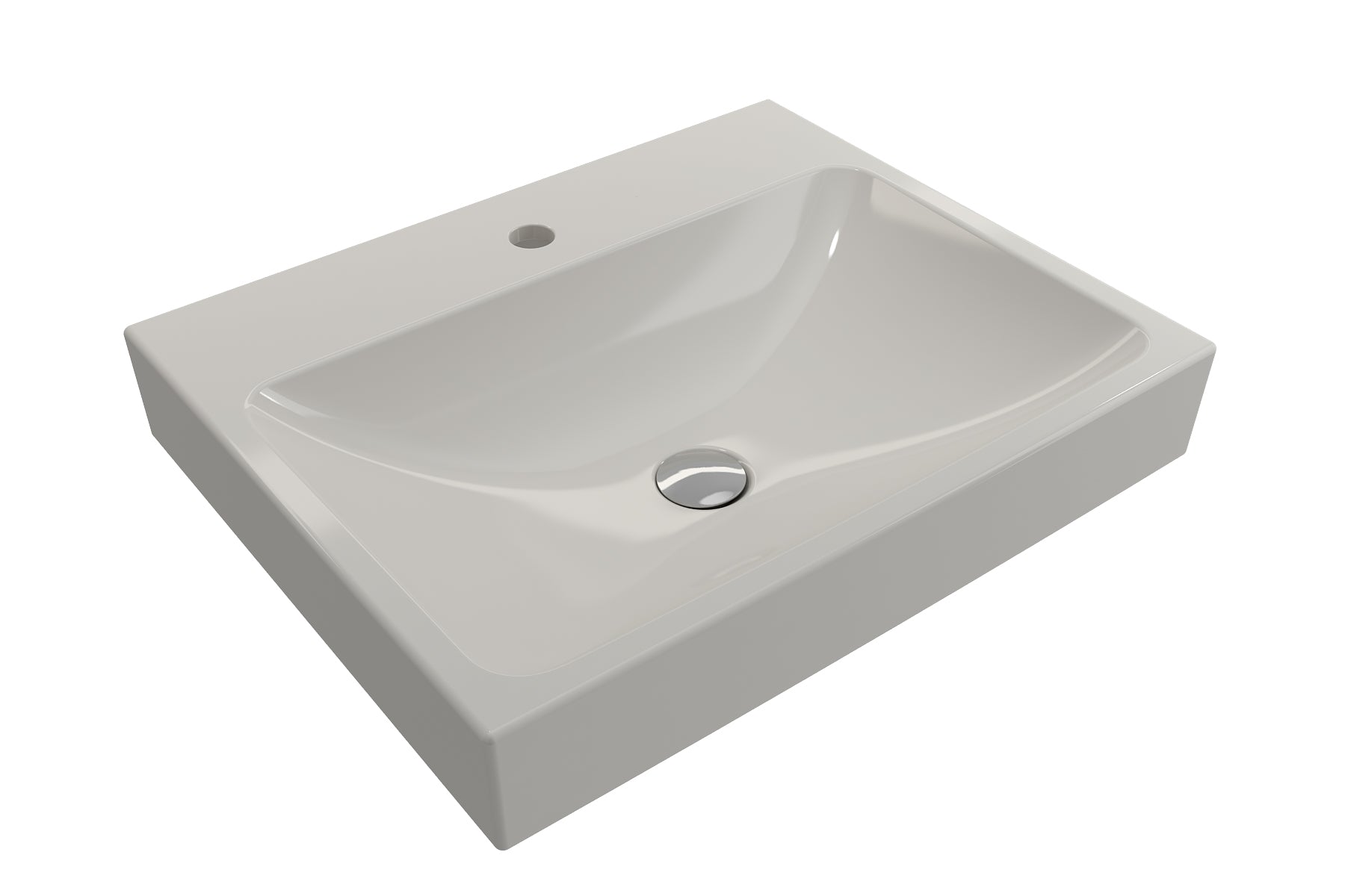 BOCCHI Scala 24" Rectangle Wallmount Fireclay Bathroom Sink, Biscuit, Single Faucet Hole, 1077-014-0126