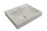 BOCCHI Scala 24" Rectangle Wallmount Fireclay Bathroom Sink, Biscuit, Single Faucet Hole, 1077-014-0126