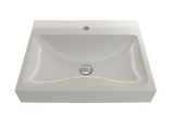 BOCCHI Scala 24" Rectangle Wallmount Fireclay Bathroom Sink, Biscuit, Single Faucet Hole, 1077-014-0126