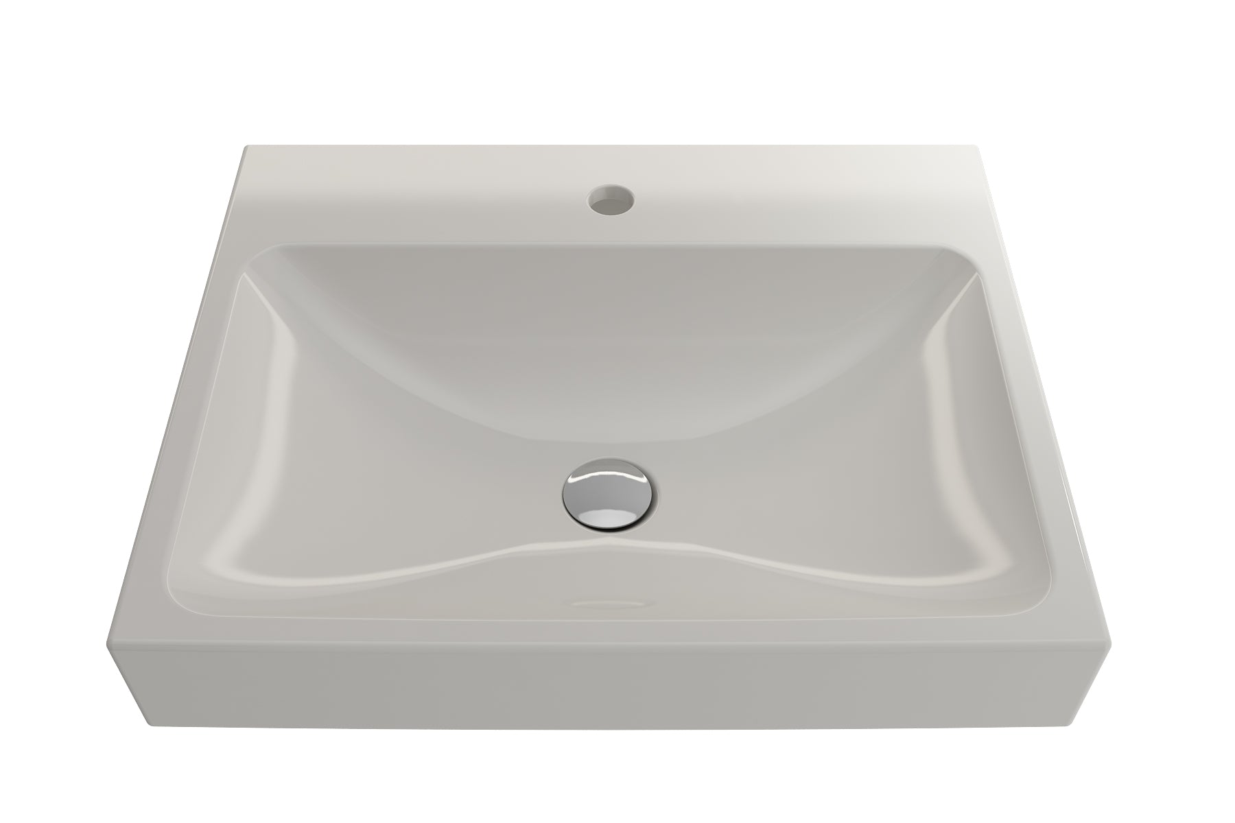 BOCCHI Scala 24" Rectangle Wallmount Fireclay Bathroom Sink, Biscuit, Single Faucet Hole, 1077-014-0126
