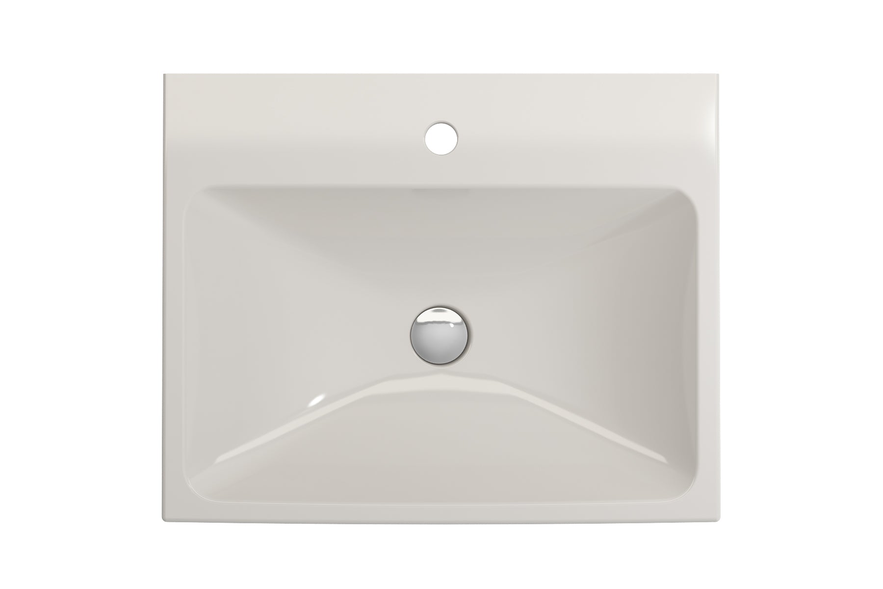 BOCCHI Scala 24" Rectangle Wallmount Fireclay Bathroom Sink, Biscuit, Single Faucet Hole, 1077-014-0126