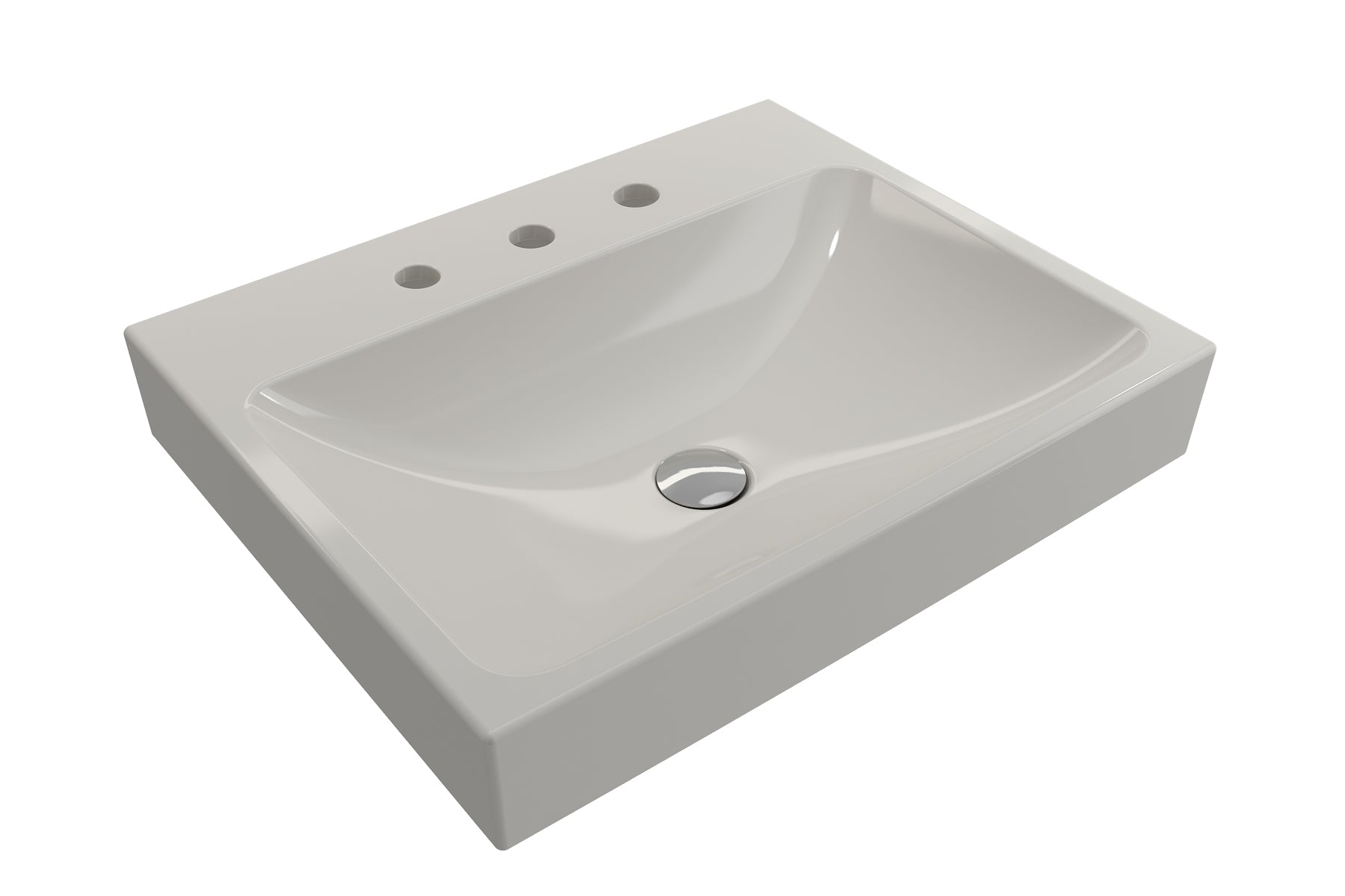 Alternate Image for BOCCHI Scala 24" Rectangle Wallmount Fireclay Bathroom Sink, Biscuit, 3 Faucet Hole, 1077-014-0127