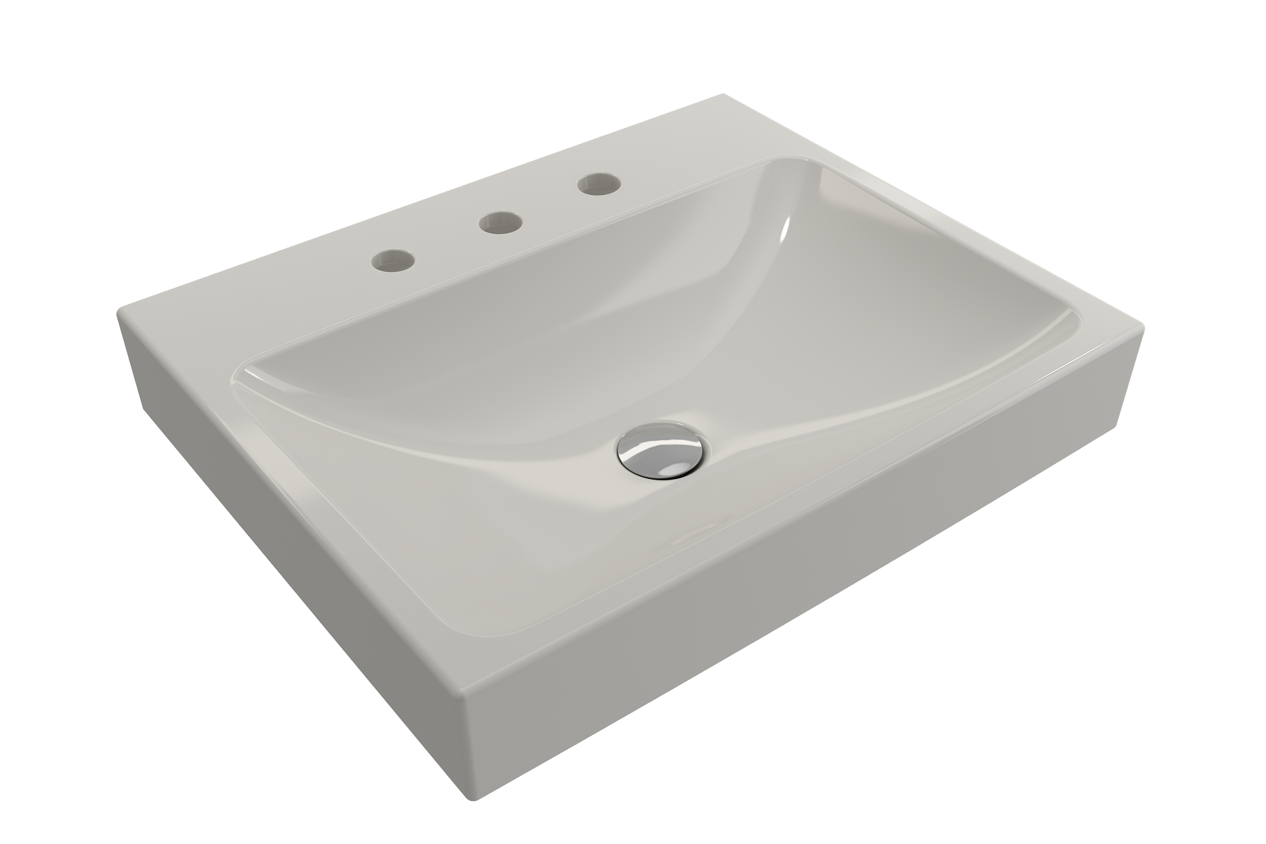 Alternate Image for BOCCHI Scala 24" Rectangle Wallmount Fireclay Bathroom Sink, Biscuit, 3 Faucet Hole, 1077-014-0127