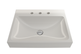 BOCCHI Scala 24" Rectangle Wallmount Fireclay Bathroom Sink, Biscuit, 3 Faucet Hole, 1077-014-0127