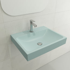 Alternate Image for BOCCHI Scala 24" Rectangle Wallmount Fireclay Bathroom Sink, Matte Ice Blue, Single Faucet Hole, 1077-029-0126