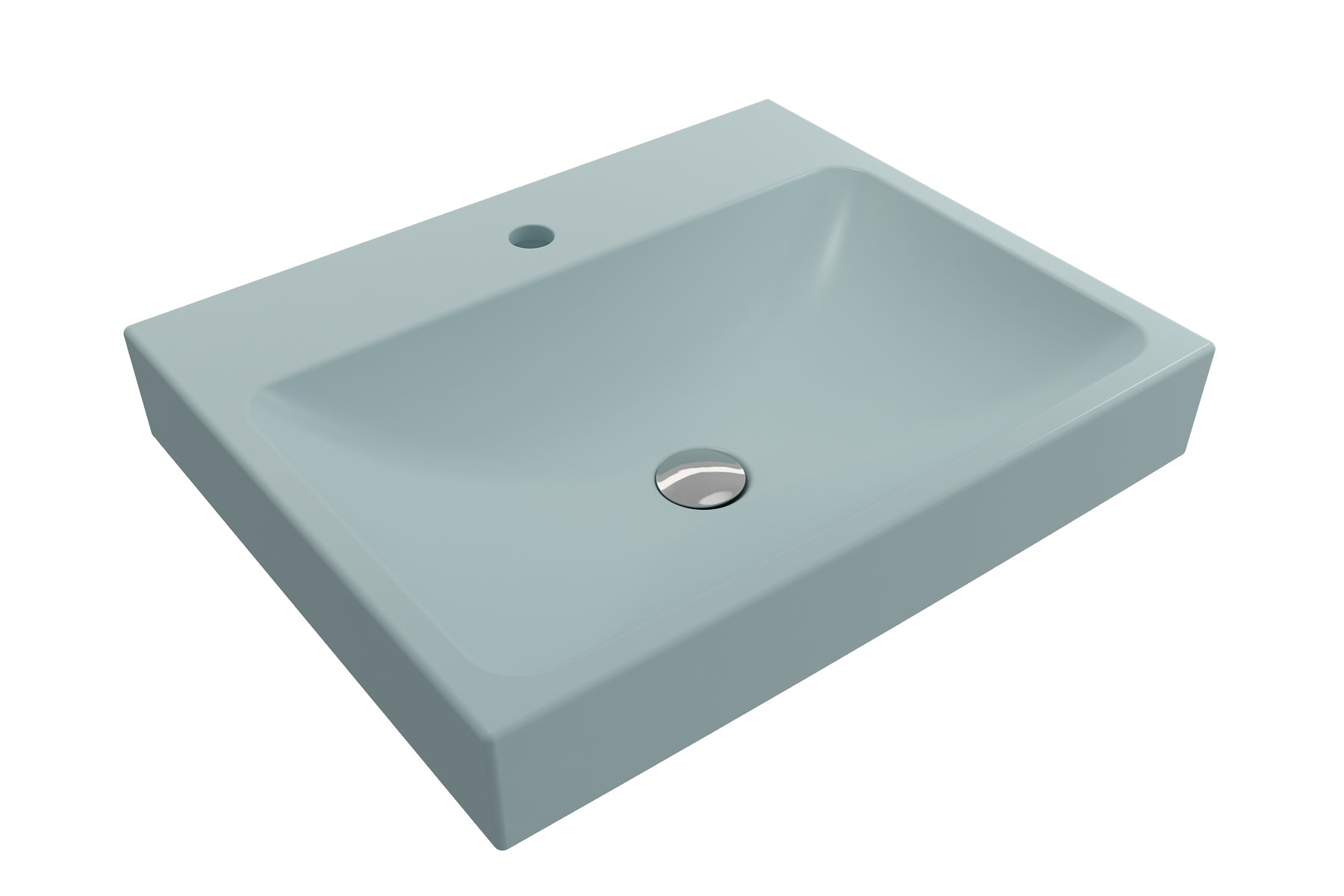 BOCCHI Scala 24" Rectangle Wallmount Fireclay Bathroom Sink, Matte Ice Blue, Single Faucet Hole, 1077-029-0126