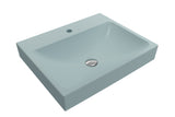 BOCCHI Scala 24" Rectangle Wallmount Fireclay Bathroom Sink, Matte Ice Blue, Single Faucet Hole, 1077-029-0126