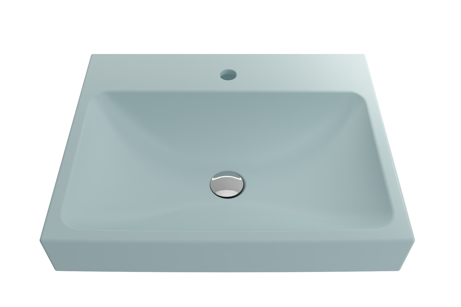 BOCCHI Scala 24" Rectangle Wallmount Fireclay Bathroom Sink, Matte Ice Blue, Single Faucet Hole, 1077-029-0126