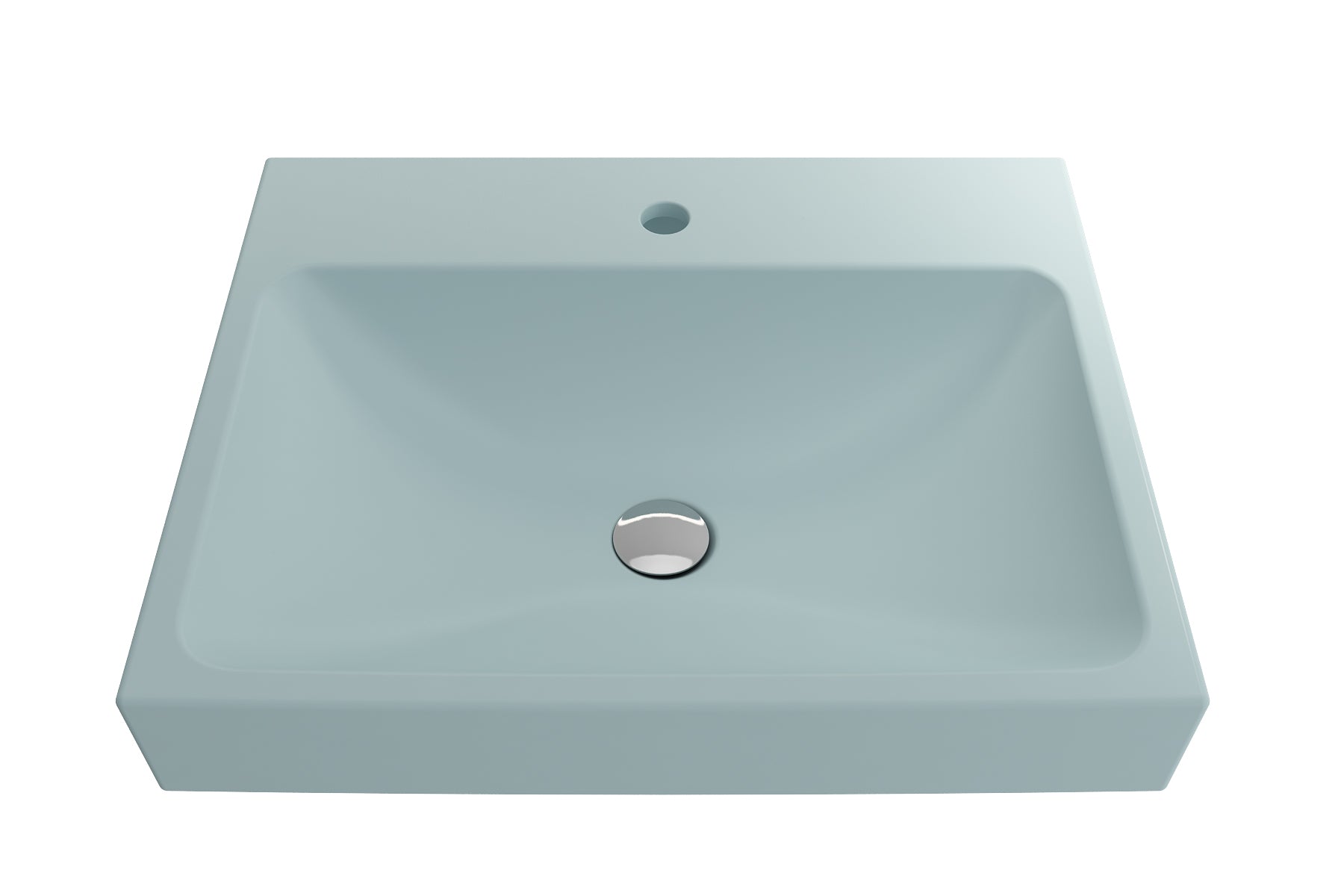 BOCCHI Scala 24" Rectangle Wallmount Fireclay Bathroom Sink, Matte Ice Blue, Single Faucet Hole, 1077-029-0126