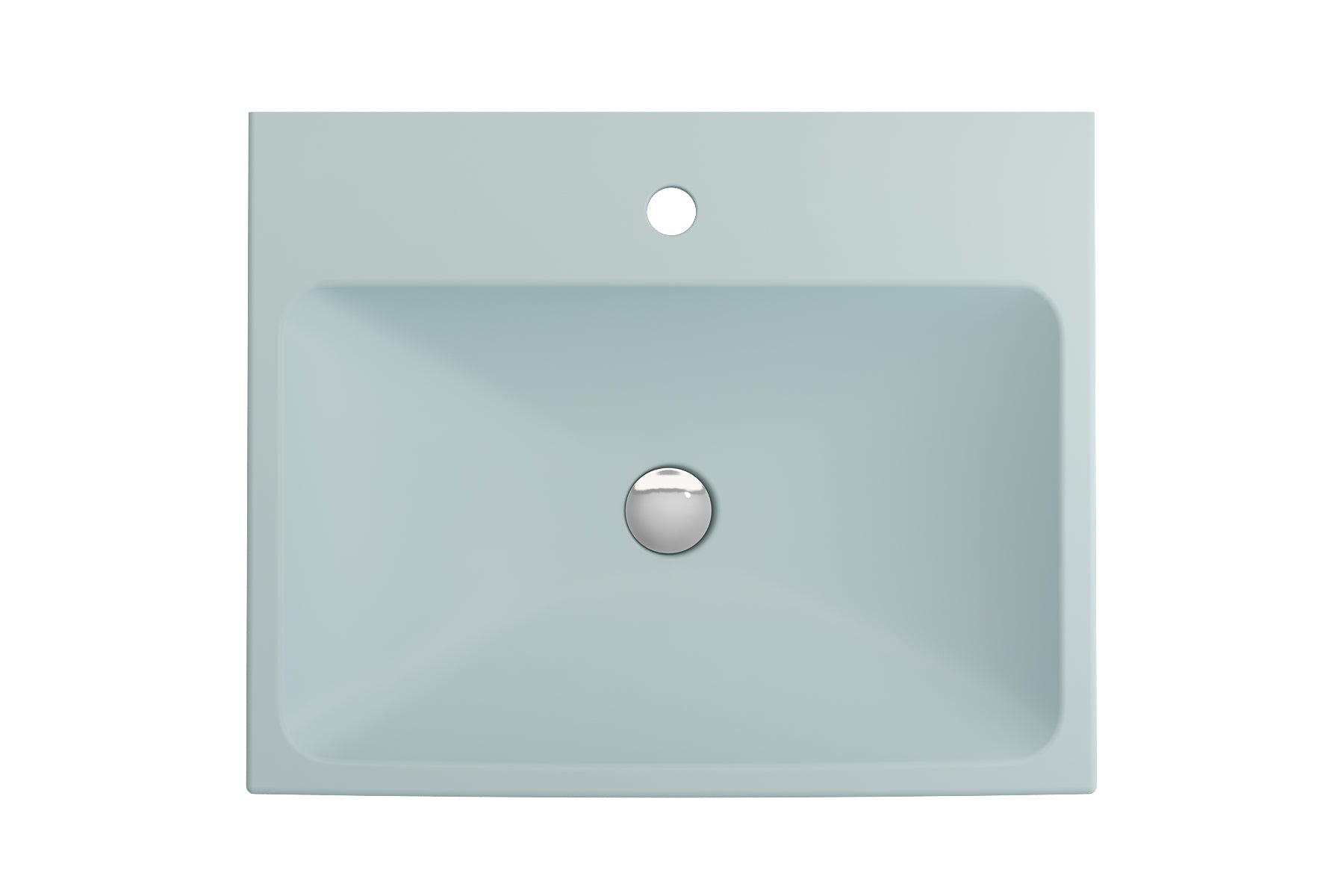 BOCCHI Scala 24" Rectangle Wallmount Fireclay Bathroom Sink, Matte Ice Blue, Single Faucet Hole, 1077-029-0126