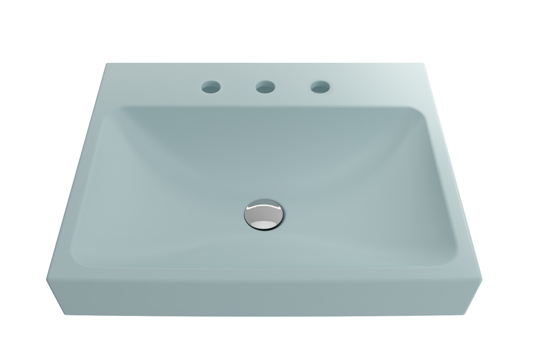 BOCCHI Scala 24" Rectangle Wallmount Fireclay Bathroom Sink, Matte Ice Blue, 3 Faucet Hole, 1077-029-0127