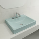 BOCCHI Scala 24" Rectangle Wallmount Fireclay Bathroom Sink, Matte Ice Blue, 3 Faucet Hole, 1077-029-0127