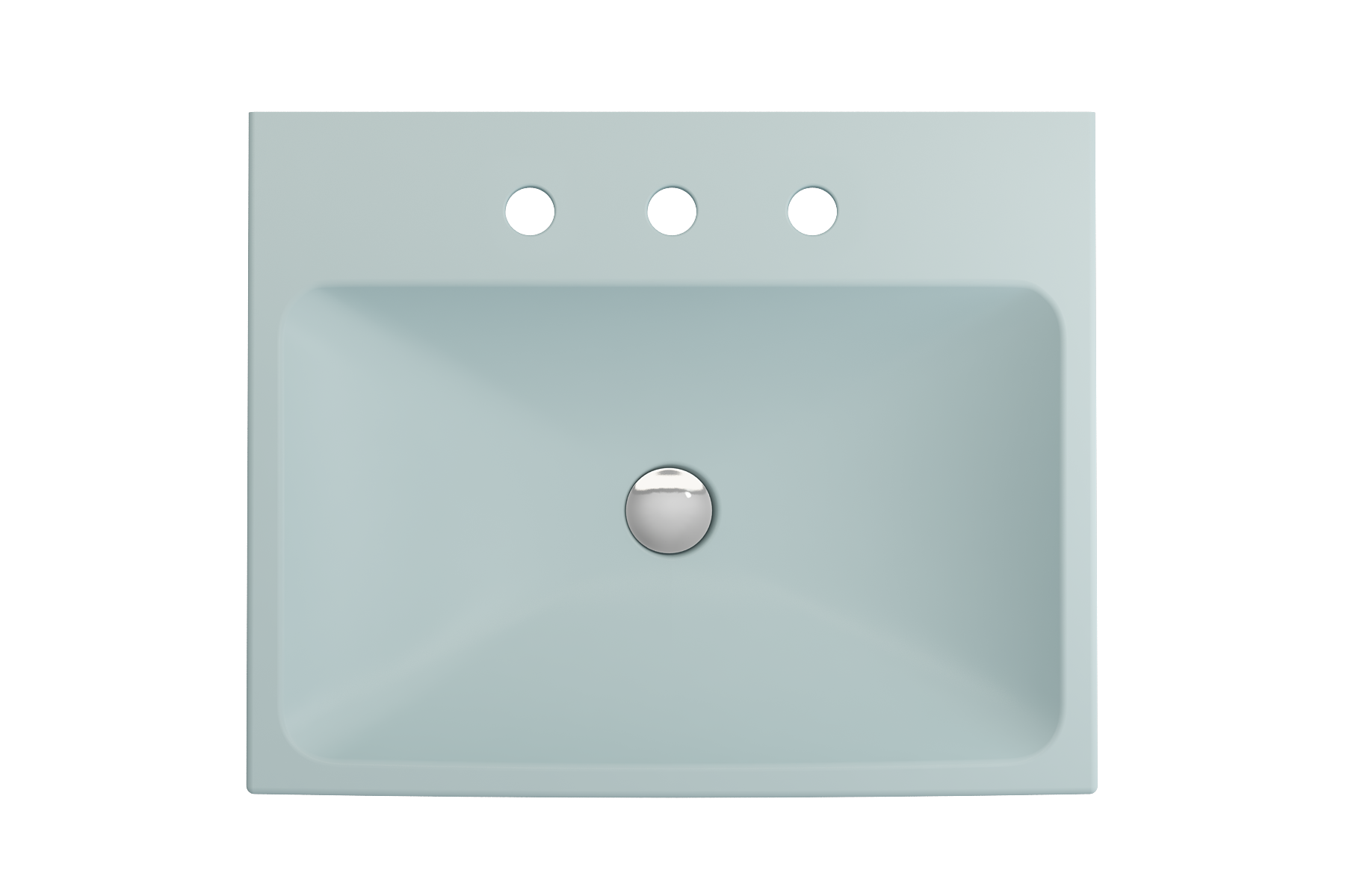 BOCCHI Scala 24" Rectangle Wallmount Fireclay Bathroom Sink, Matte Ice Blue, 3 Faucet Hole, 1077-029-0127