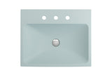 BOCCHI Scala 24" Rectangle Wallmount Fireclay Bathroom Sink, Matte Ice Blue, 3 Faucet Hole, 1077-029-0127